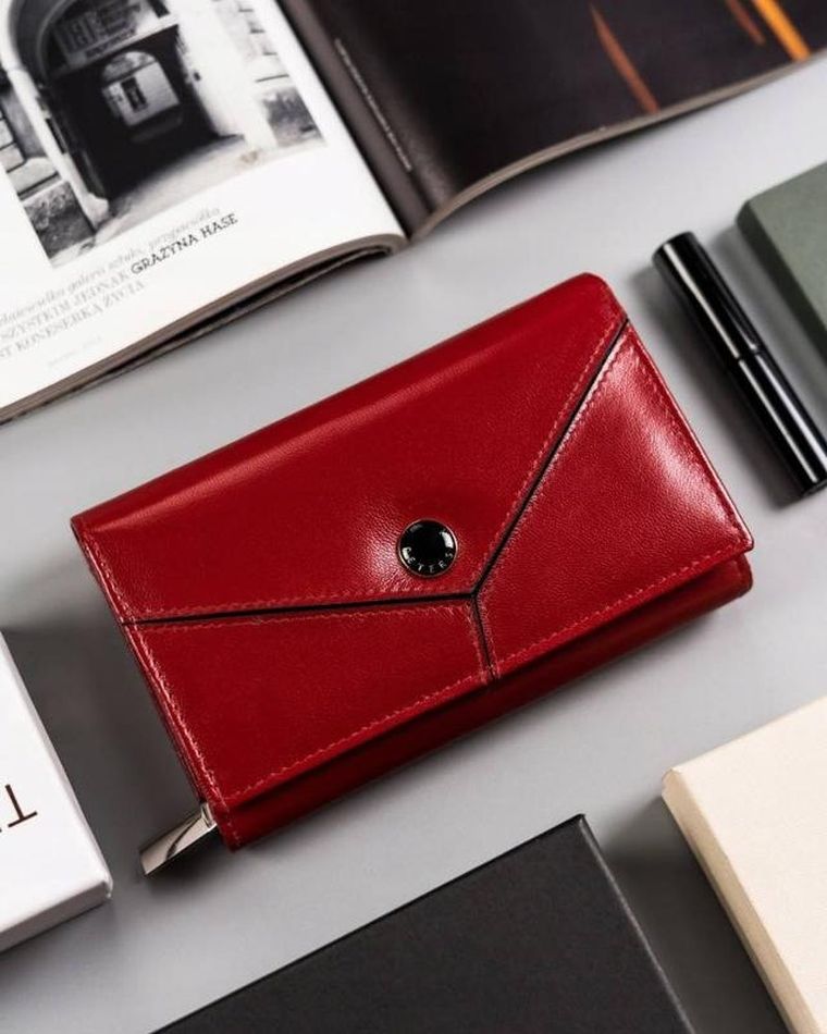 Portfel, czerwony, skórzany, Peterson