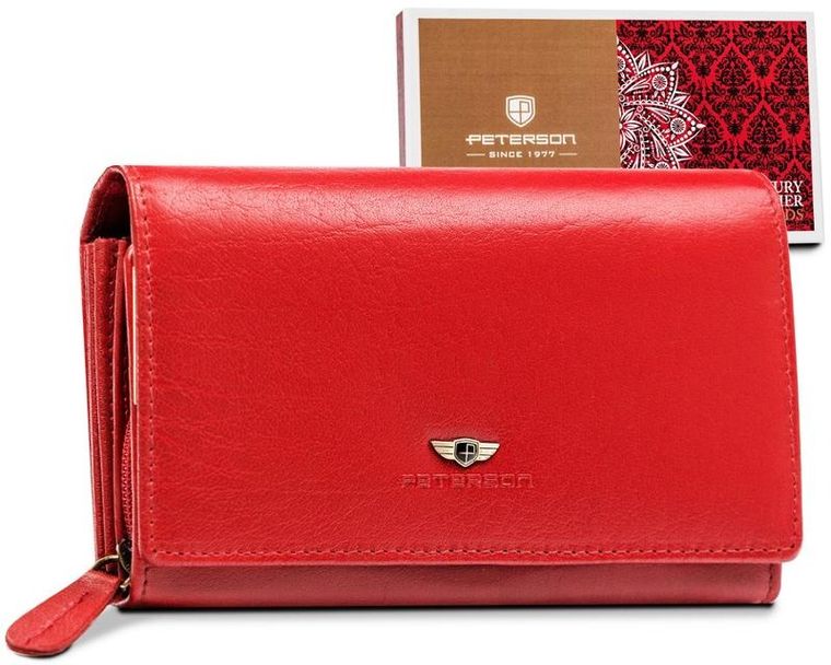 Portfel, czerwony, skórzany, Peterson