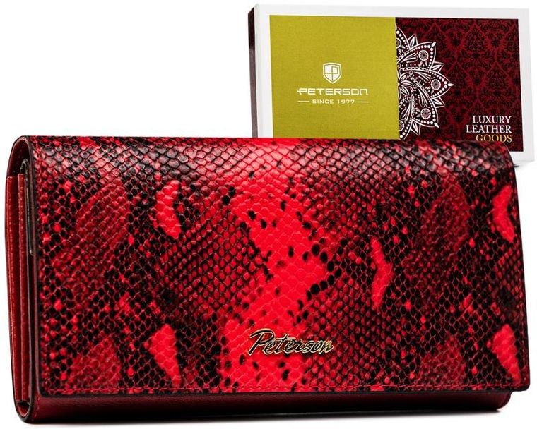 Portfel, czerwony, skórzany, Peterson