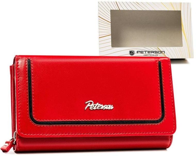 Portfel, czerwony, skórzany, Peterson