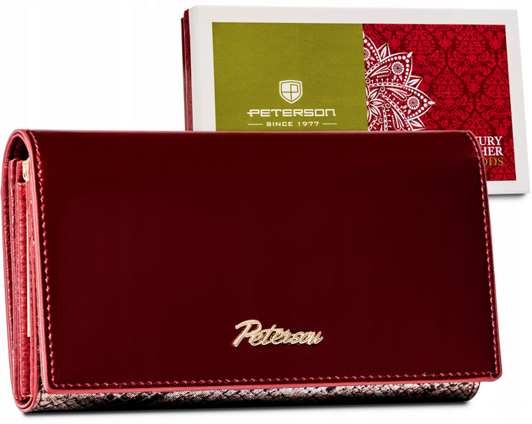 Portfel, czerwony, skórzany, Peterson