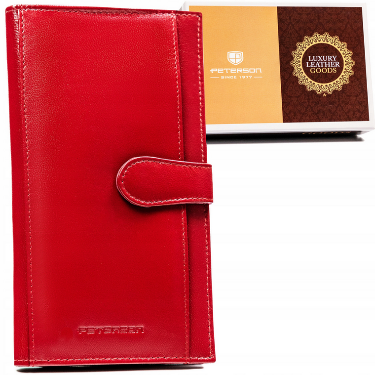 Portfel, czerwony, skórzany, Peterson