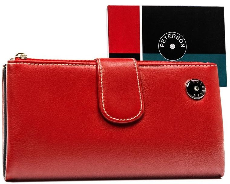 Portfel, czerwony, skórzany, Peterson