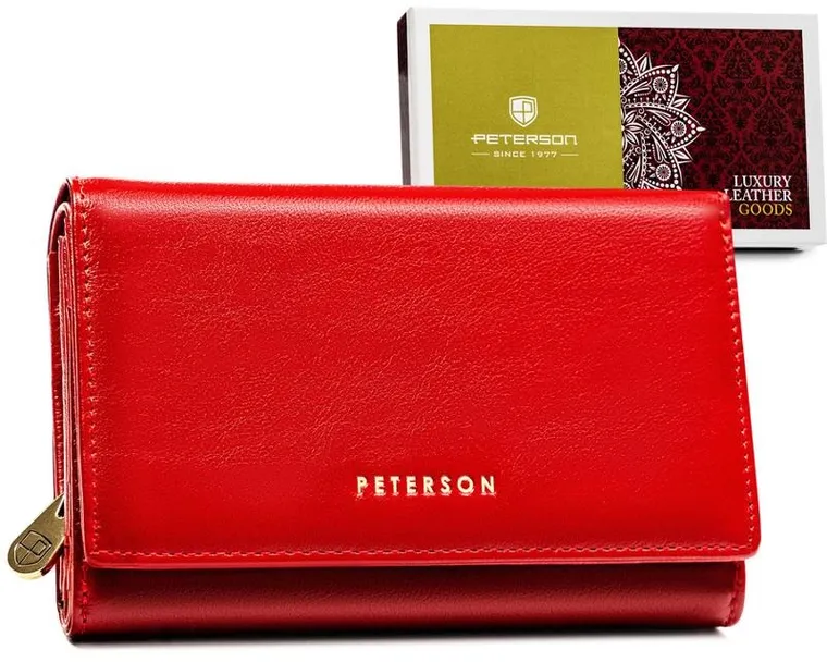 Portfel, czerwony, skórzany, Peterson