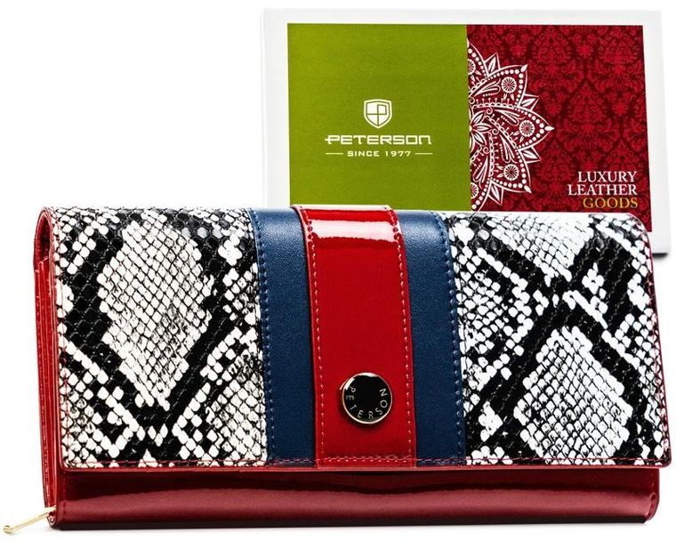 Portfel, czerwony, skórzany, Peterson