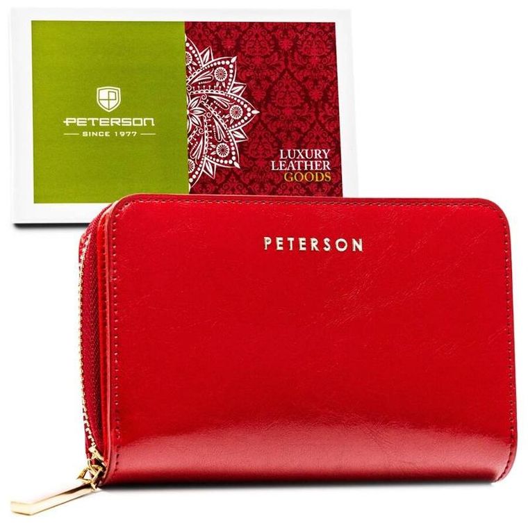 Portfel, czerwony, skórzany, Peterson