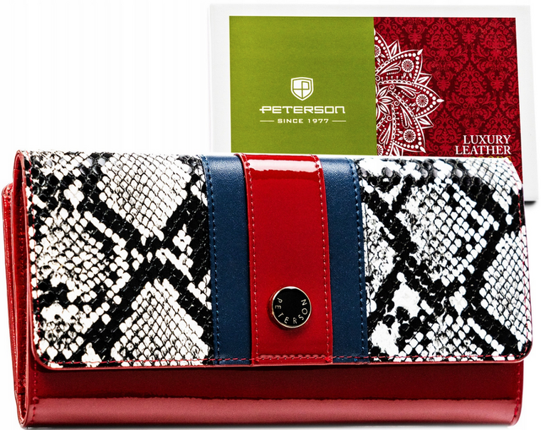 Portfel, czerwony, skórzany, Peterson