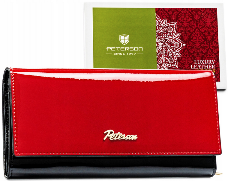 Portfel, czerwony, skórzany, Peterson