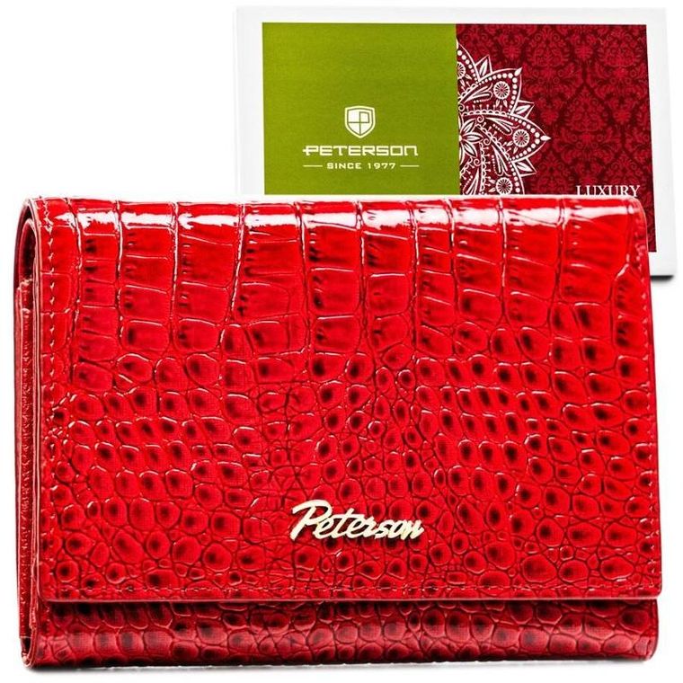 Portfel, czerwony, skórzany, Peterson