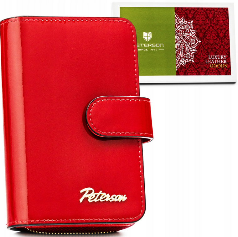 Portfel, czerwony, skórzany, Peterson