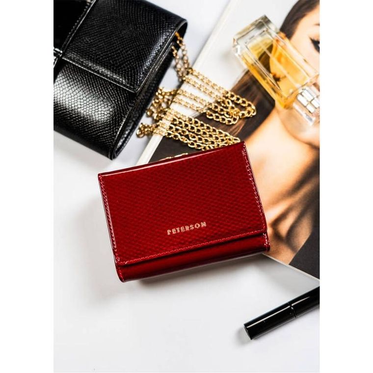 Portfel, czerwony, skórzany, Peterson
