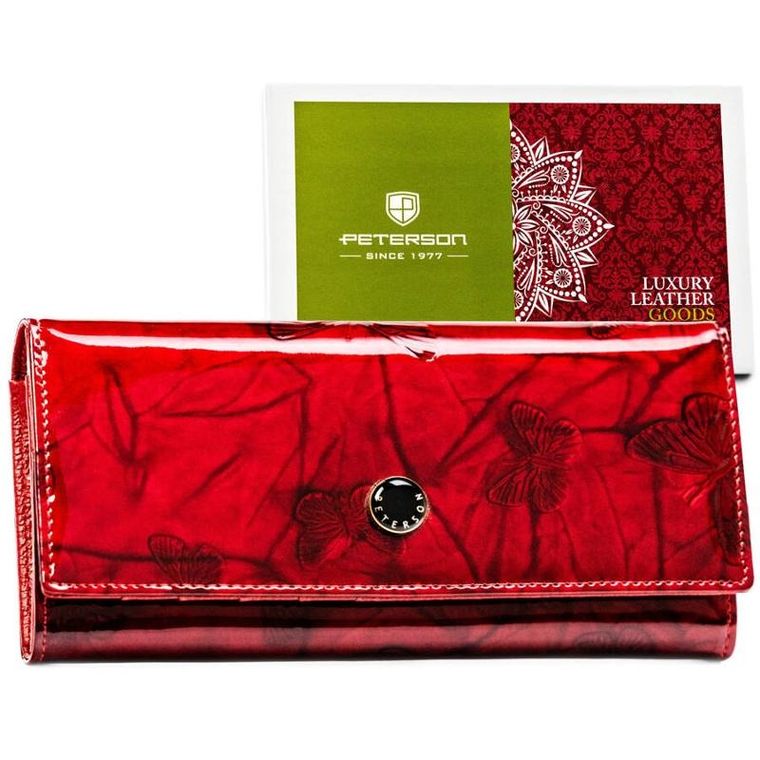 Portfel, czerwony, skórzany, Peterson