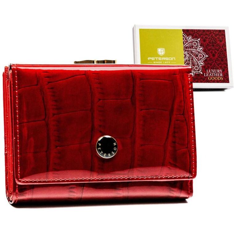 Portfel, czerwony, skórzany, Peterson