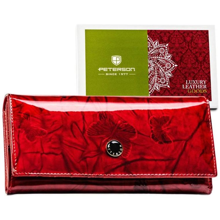 Portfel, czerwony, skórzany, Peterson