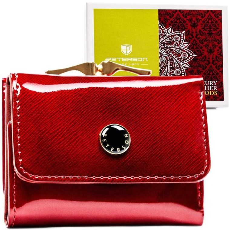 Portfel, czerwony, skórzany, Peterson