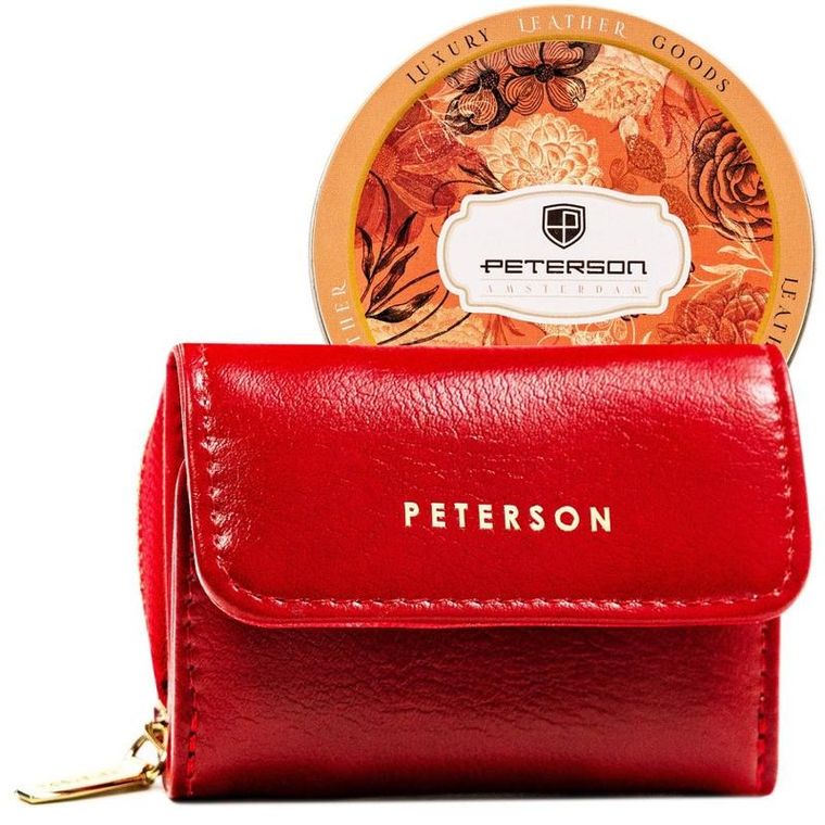 Portfel, czerwony, skórzany, Peterson