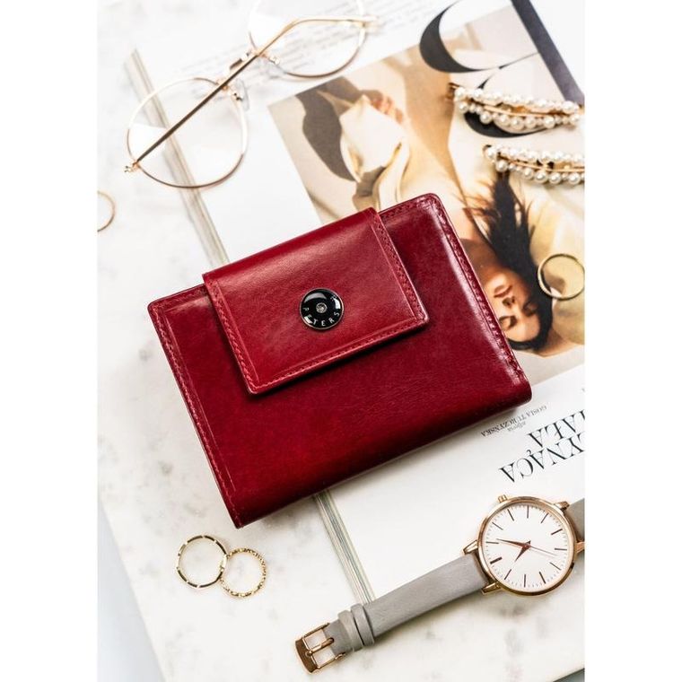 Portfel, czerwony, skórzany, Peterson