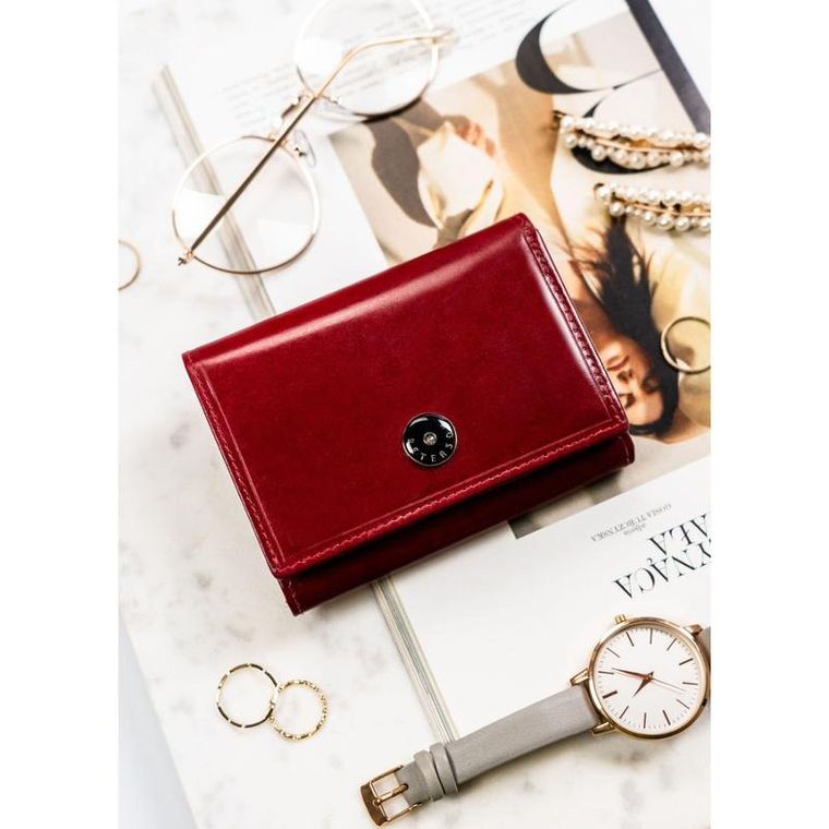 Portfel, czerwony, skórzany, Peterson