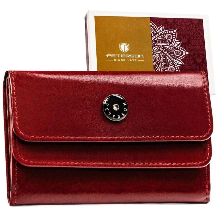 Portfel, czerwony, skórzany, Peterson