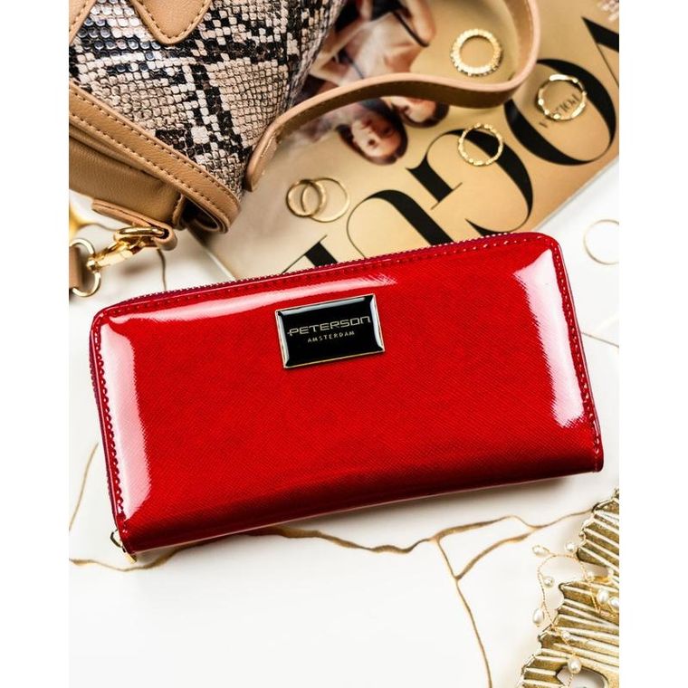 Portfel, czerwony, skórzany, Peterson