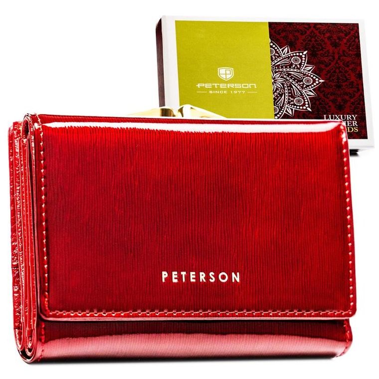 Portfel, czerwony, skórzany, Peterson