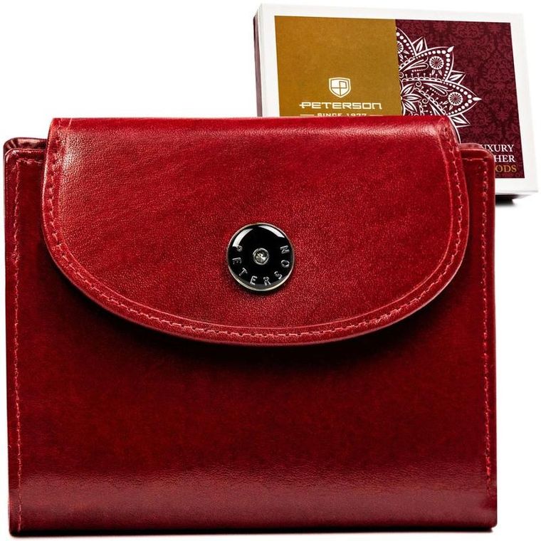 Portfel, czerwony, skórzany, Peterson