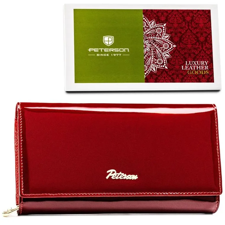 Portfel, czerwony, skórzany, Peterson