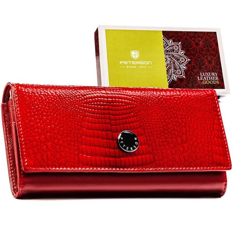 Portfel, czerwony, skórzany, Peterson