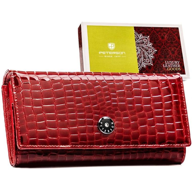 Portfel, czerwony, skórzany, Peterson