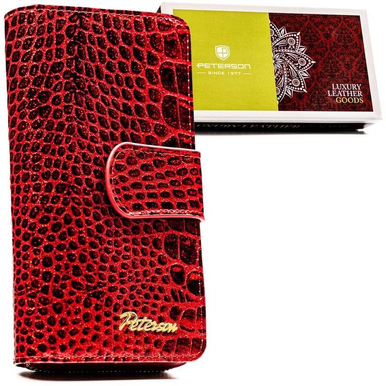 Portfel, czerwony, skórzany, Peterson