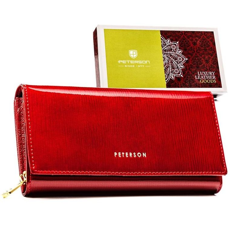 Portfel, czerwony, skórzany, Peterson