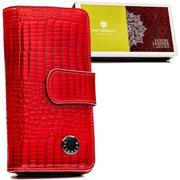 Portfel, czerwony, skórzany, Peterson