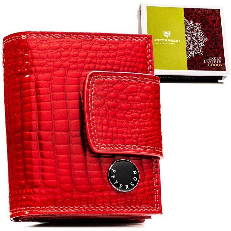 Portfel, czerwony, skórzany, Peterson