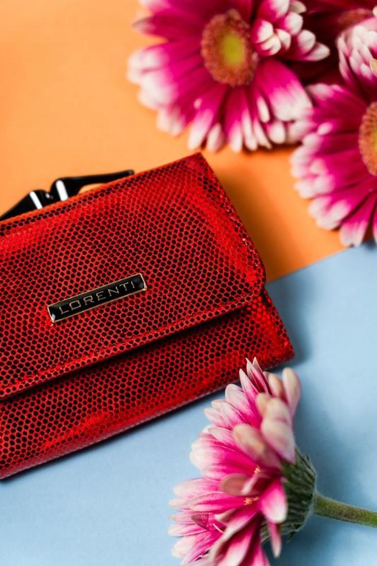 Portfel, czerwony, skórzany, RFID, Lorenti