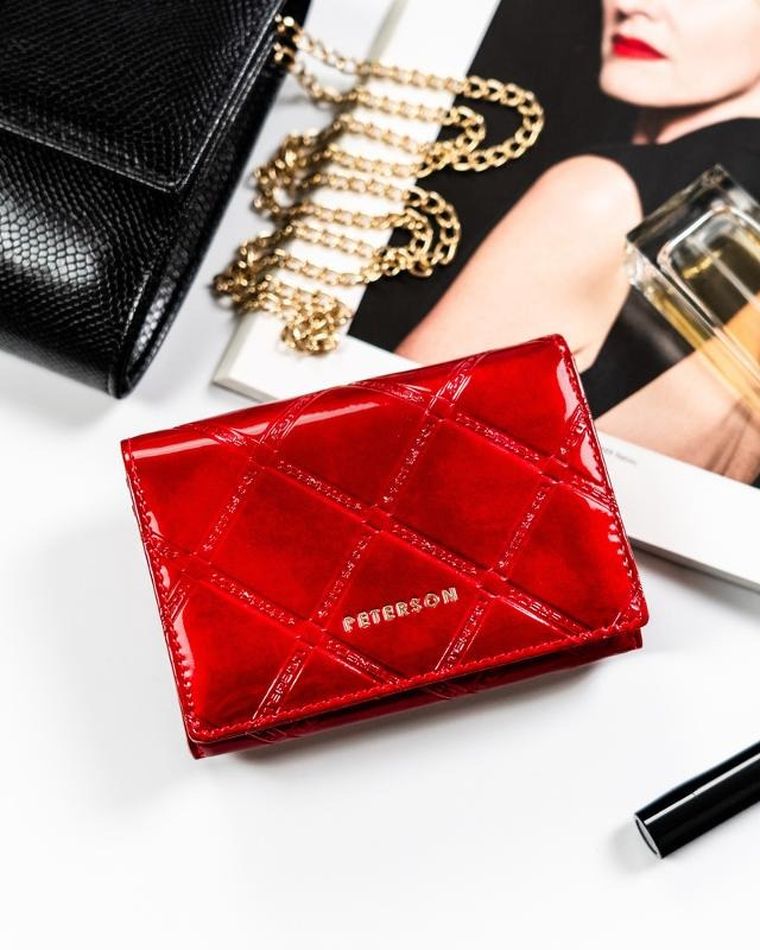 Portfel, czerwony, skórzany, RFID, Peterson