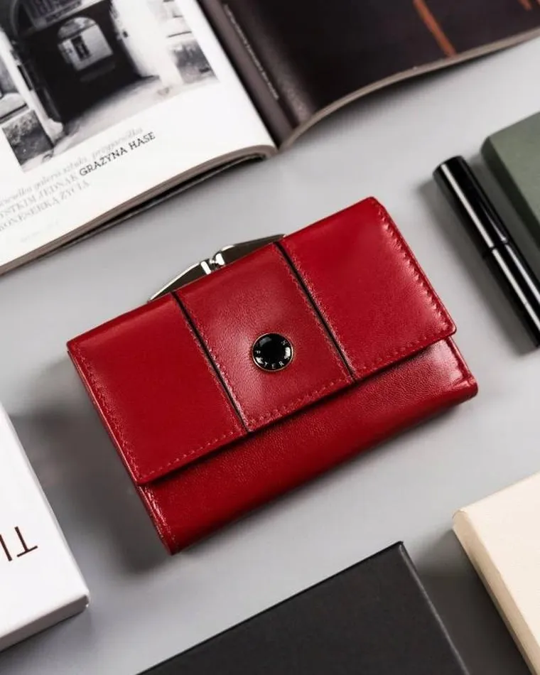 Portfel, czerwony, skórzany, RFID, Peterson