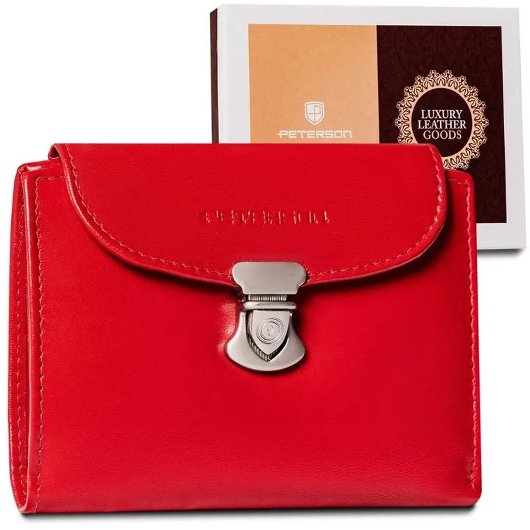 Portfel, czerwony, skórzany, RFID, Peterson