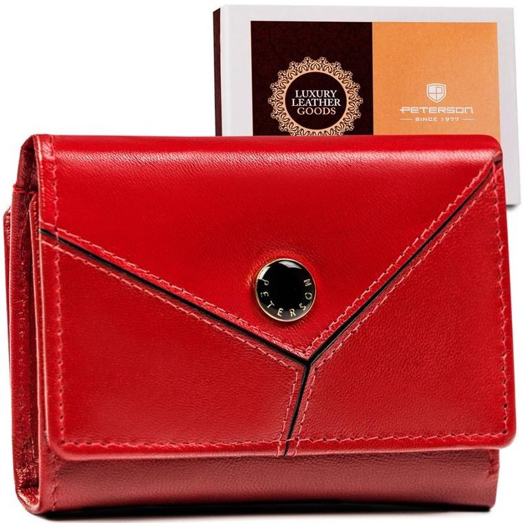 Portfel, czerwony, skórzany, RFID, Peterson