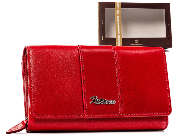 Portfel, czerwony, skórzany, RFID, Peterson