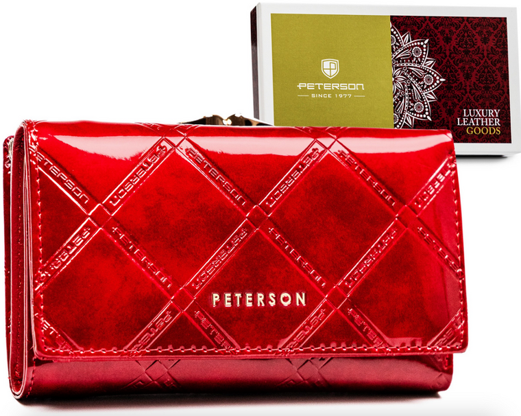 Portfel, czerwony, skórzany, RFID, Peterson