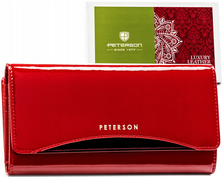 Portfel, czerwony, skórzany, RFID, Peterson