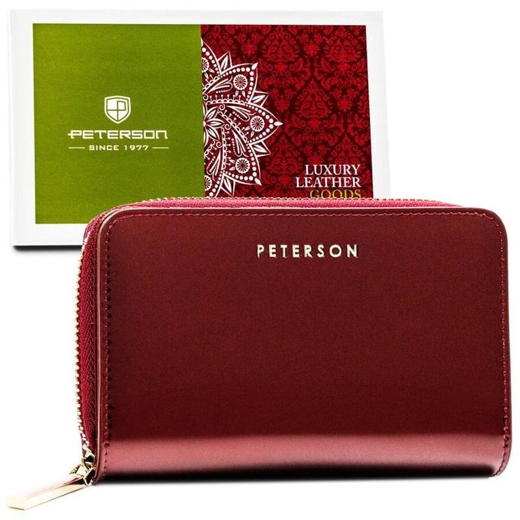 Portfel, czerwony, skórzany, RFID, Peterson