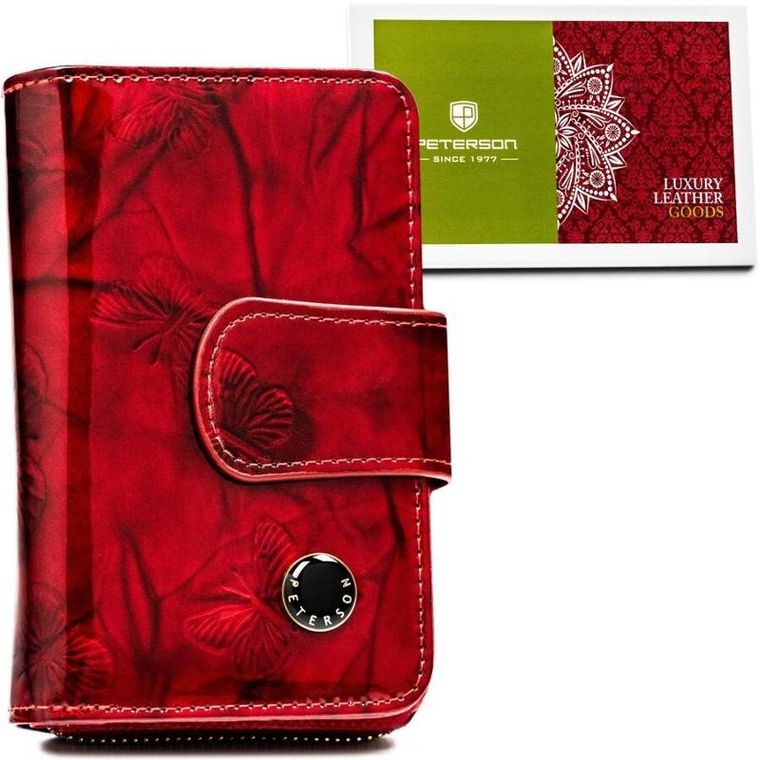 Portfel, czerwony, skórzany, RFID, Peterson