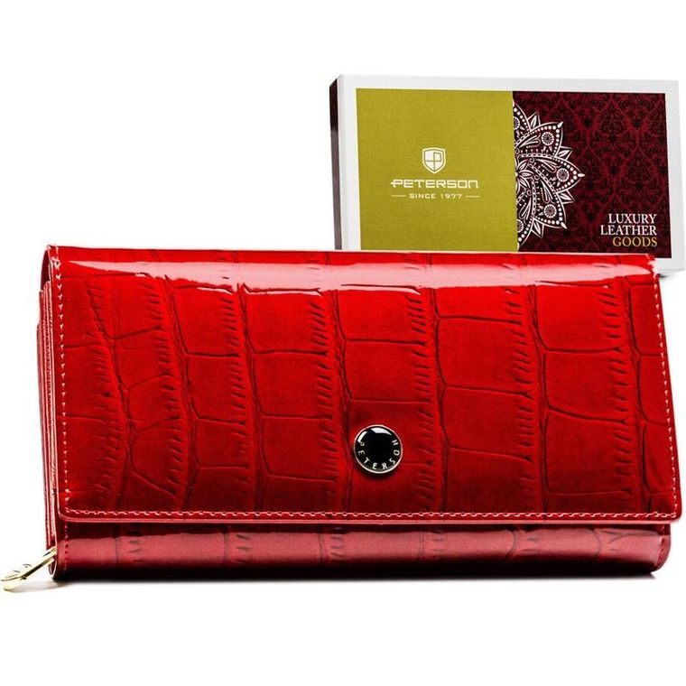 Portfel, czerwony, skórzany, RFID, Peterson