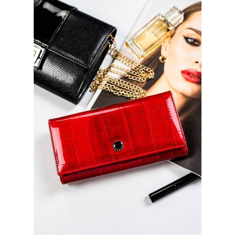 Portfel, czerwony, skórzany, RFID, Peterson