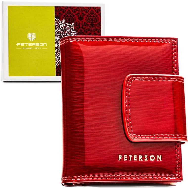 Portfel, czerwony, skórzany, RFID, Peterson