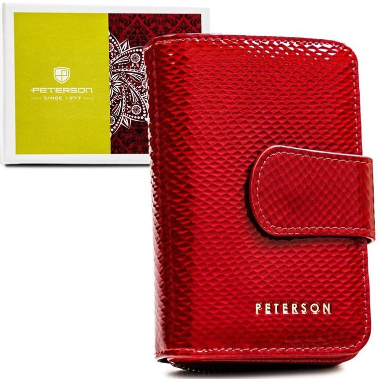 Portfel, czerwony, skórzany, RFID, Peterson