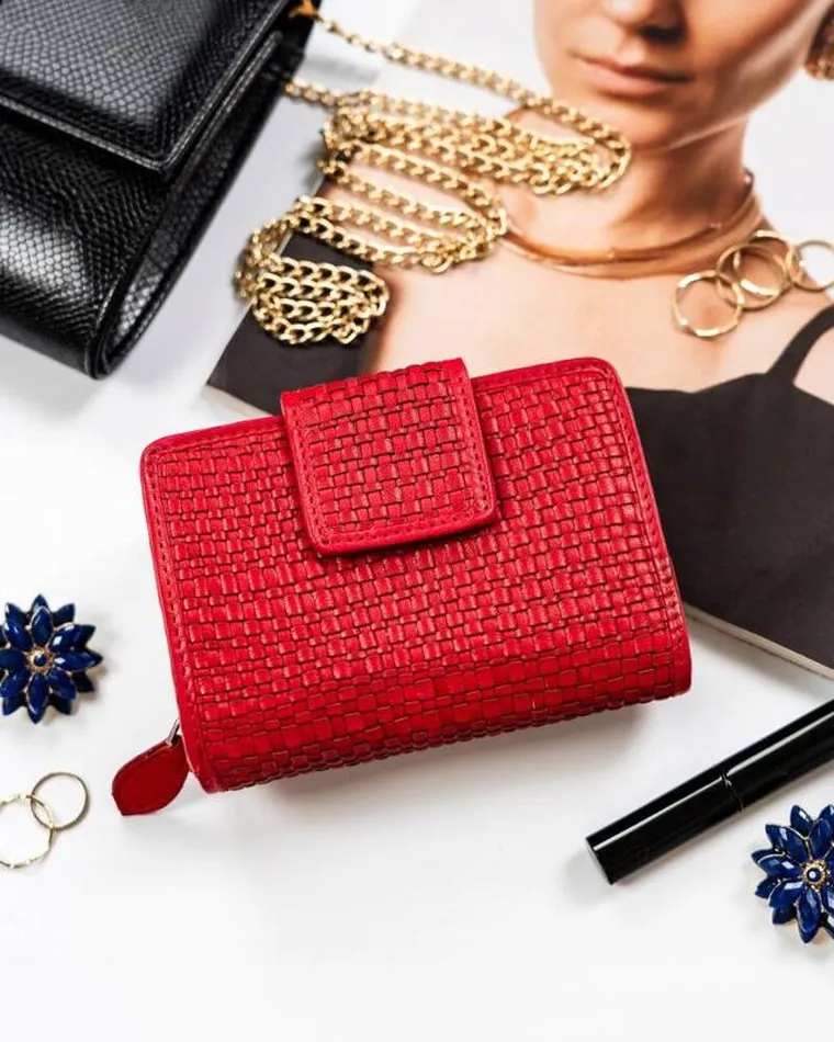 Portfel, czerwony, skórzany, RFID, Rovicky