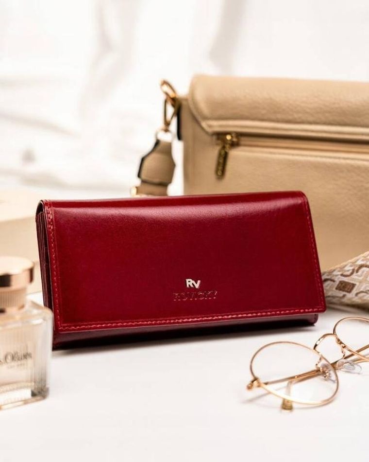 Portfel, czerwony, skórzany, RFID, Rovicky