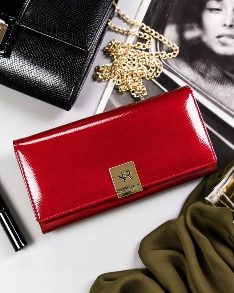 Portfel, czerwony, skórzany, Rovicky